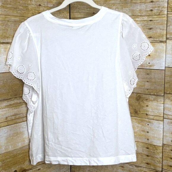 OLD NAVY EYELET CASUAL OVERSIZED CHIC COTTON WESTERN BASIC EVERYDAY WEAR BLOUSE - Picture 3 of 3
